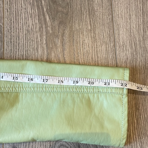 Cleo Pear  Green Moto Faux Leather with attached belt . - Picture 6 of 8